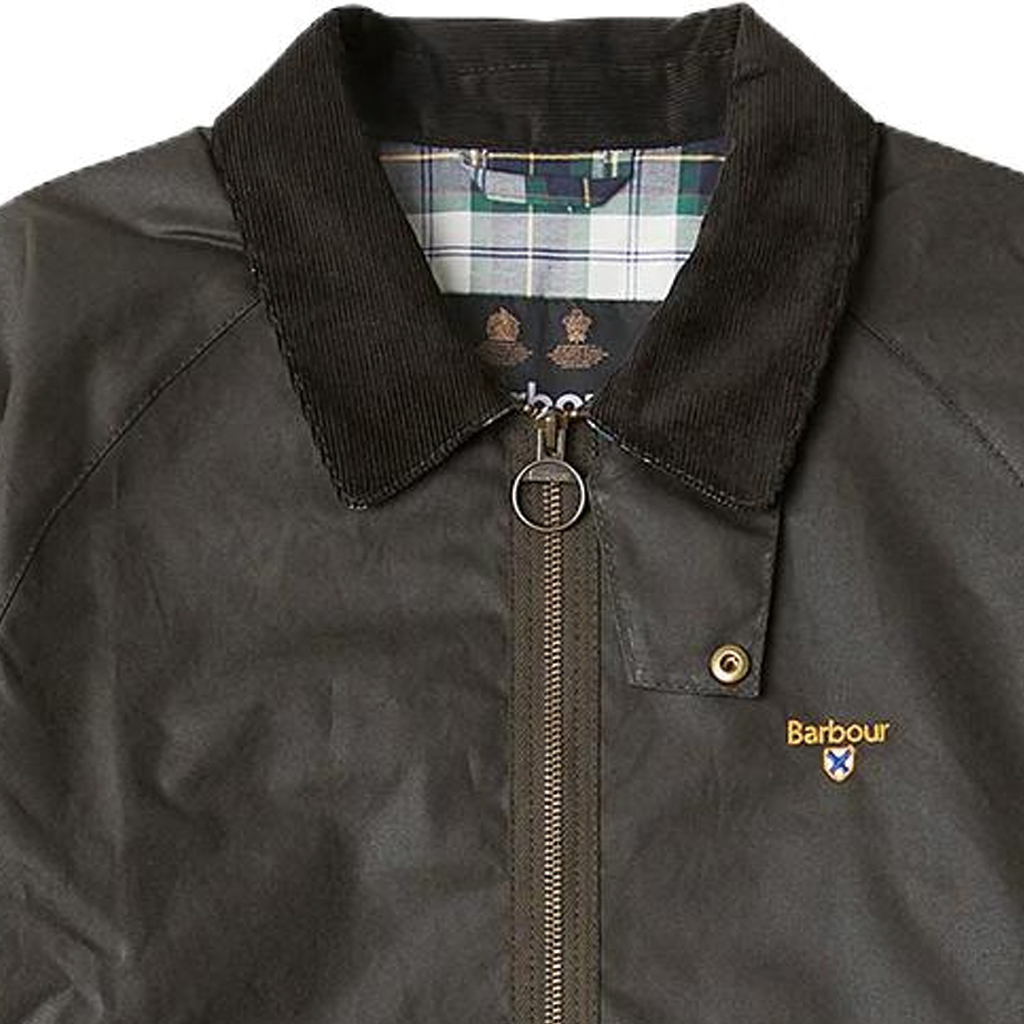 Sizing Barbour SS23 Chaqueta Verde Encerada con Logo Bordado de Color Sólido MWX2067MWXOL71