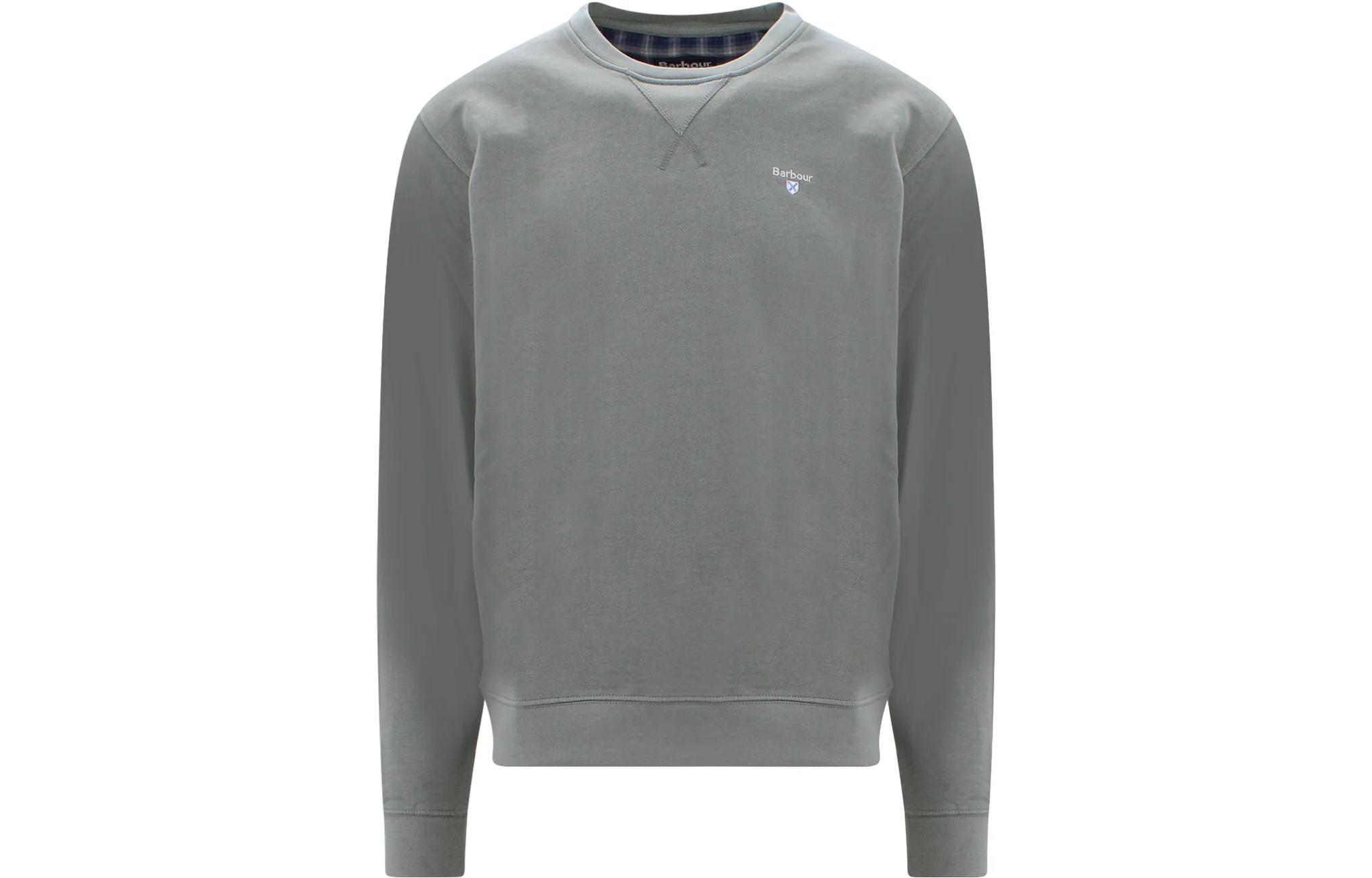 Barbour SS23 Grey Crewneck Sweatshirt with Solid Logo Print Long Sleeve MOL0418MOLGN49