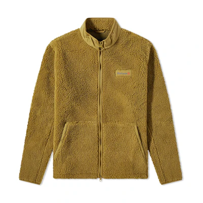 Barbour SS23 Khaki Fleece Zip-Up Sweatshirt with Logo Patch MFL0139GN61