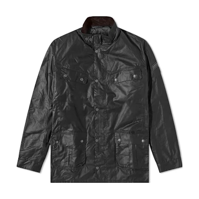 Barbour SS23 Long Sleeve Waxed Jacket Black with Logo Patch MWX2140SG91