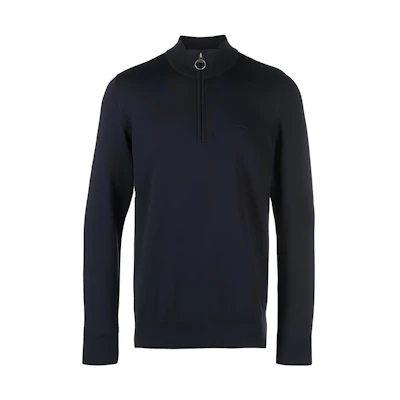 Barbour SS23 Navy Blue Pullover Mock Neck Long Sleeve Sweatshirt MKN1074NY91