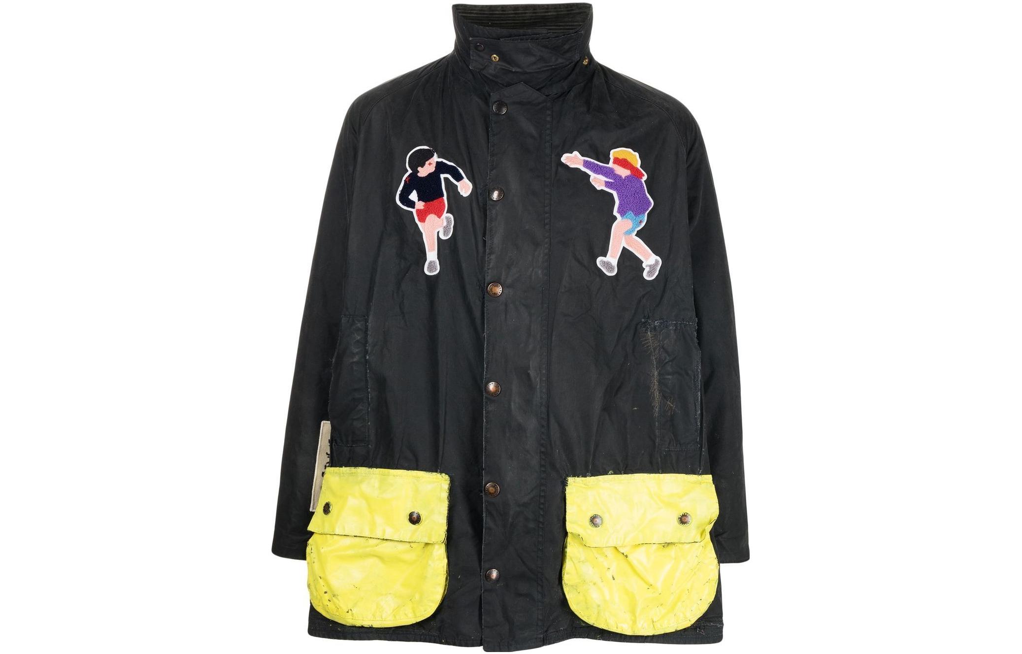 Barbour SS23 Obsidian Black Casual Jacket with Applique Details HWF011N