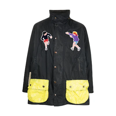 Barbour SS23 Obsidian Black Casual Jacket with Applique Details HWF011N