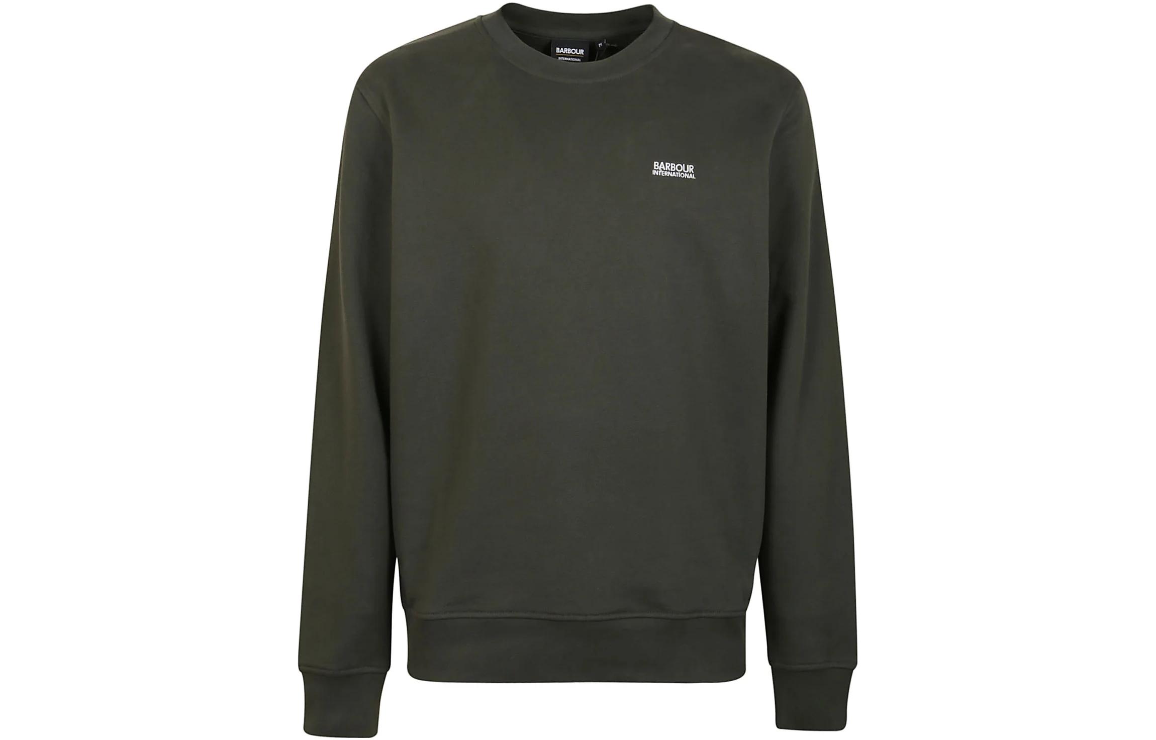Barbour SS23 Olive Green Logo Print Crewneck Long-Sleeve Sweater MOL0503GN91FOREST