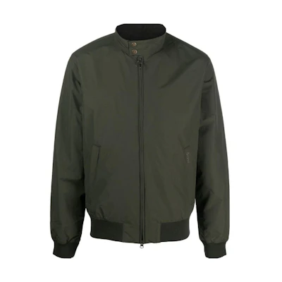 Barbour SS23 Olive Green Solid Stand Collar Zip Jacket MCA0412OL51