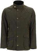 Barbour SS23 Olive Waxed Jacket with High Neck & Button Closure MWX1082OL51 Barbour SS23 Olive Waxed Jacket with High Neck & Button Closure MWX1082OL51