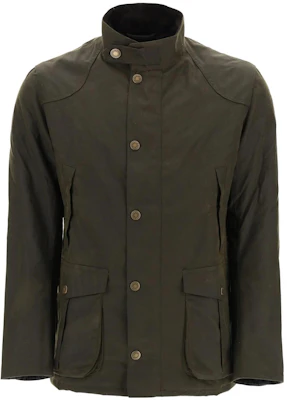 Barbour SS23 Jaket Olive Waxed Leher Tinggi & Kancing Penutup MWX1082OL51 Buy Barbour SS23 Jaket Olive Waxed Leher Tinggi & Kancing Penutup MWX1082OL51