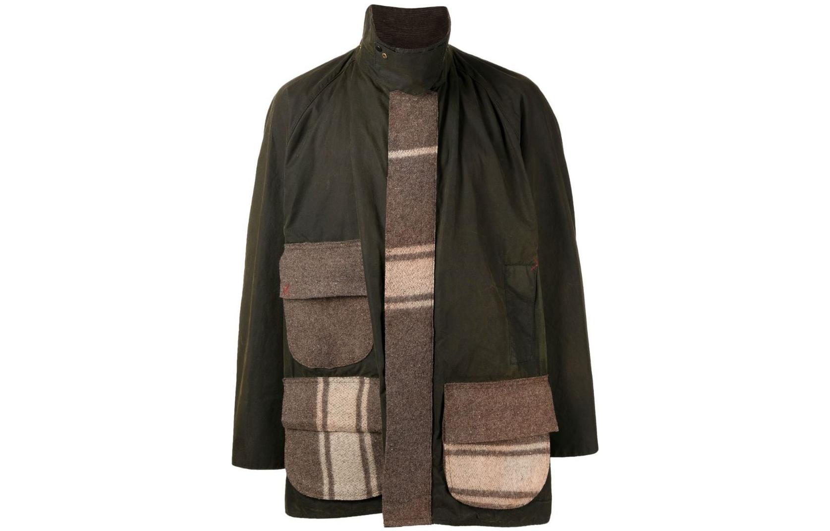 Barbour SS23 Patchwork Colorblock Short Trench Coat Men’s Dark Green HWF001N