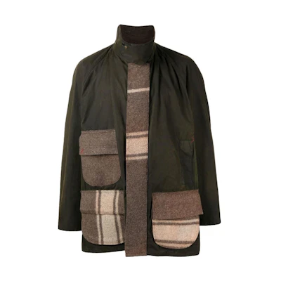 Barbour SS23 Patchwork Colorblock Short Trench Coat Men’s Dark Green HWF001N