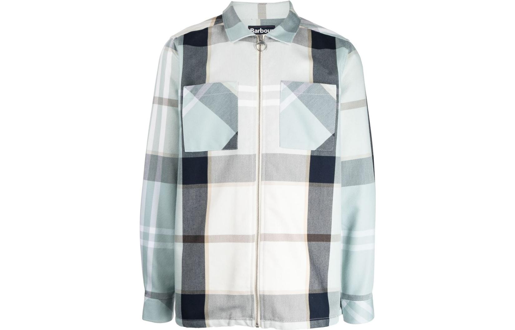 Barbour SS23 Plaid Print Zip-Up Collar Long-Sleeve Jacket MOS0305TN97