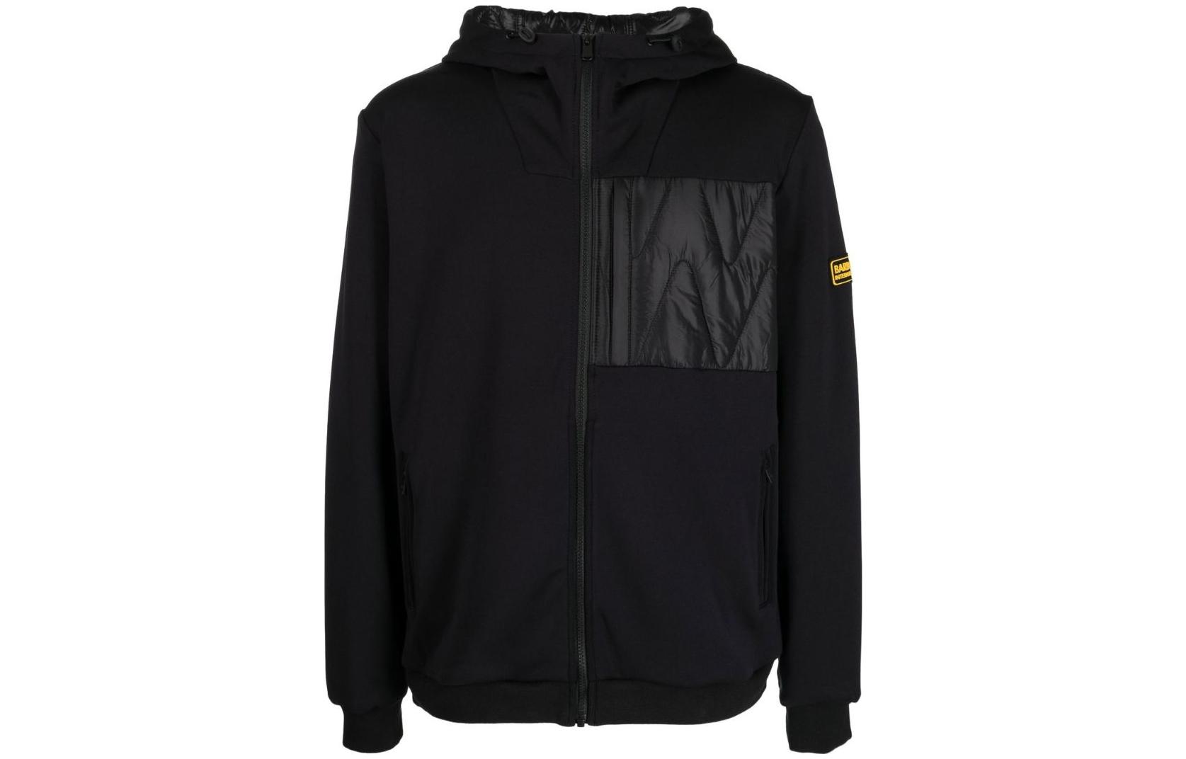 Barbour SS23 Quilted Panel Hooded Zip Jacket Black Mens MQS0022BK11