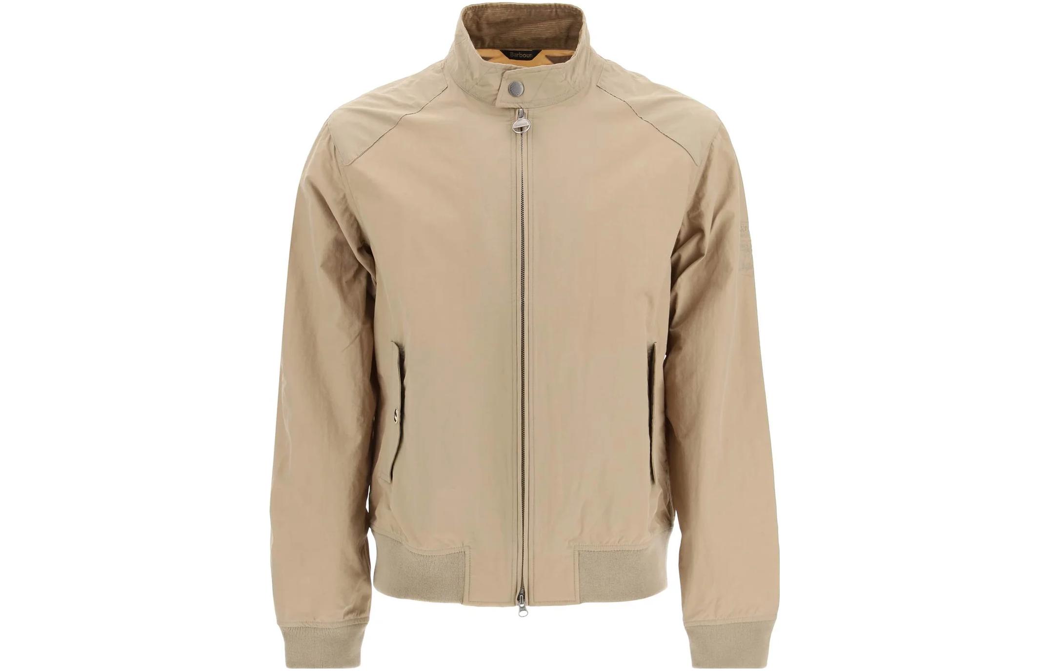 Barbour SS23 Solid Color Stand Collar Jacket Men’s Khaki MCA0427BE31