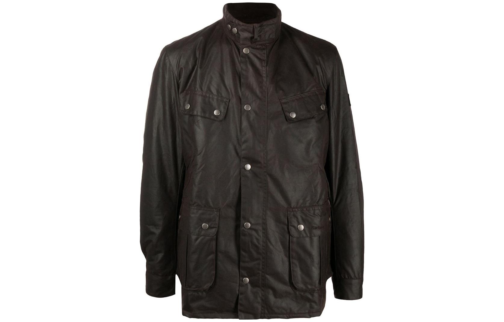 Barbour SS23 Solid High-Neck Waxed Long Sleeve Jacket Men’s Brown MWX0337RU52