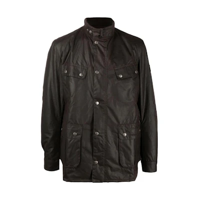Barbour SS23 Solid High-Neck Waxed Long Sleeve Jacket Men’s Brown MWX0337RU52