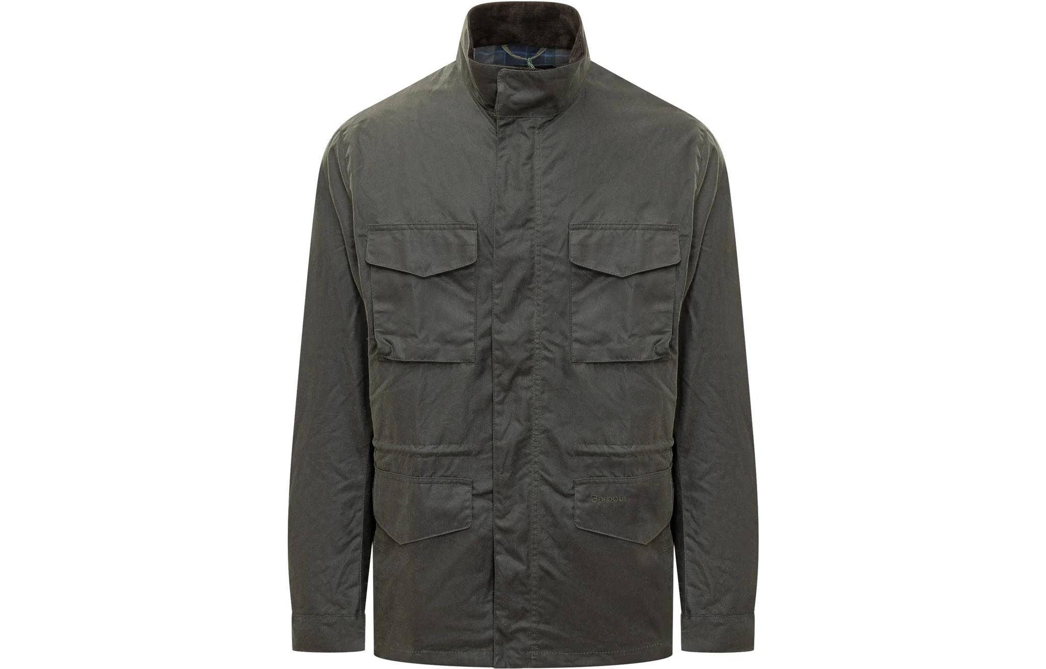 Barbour SS23 Solid Pocket Stand Collar Long Sleeve Jacket Men’s Army Green 231MWX2154SG51