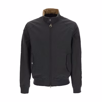 Barbour SS23 Solid Zip-Up High-Neck Bomber Jacket Navy Blue MCA0427NY71