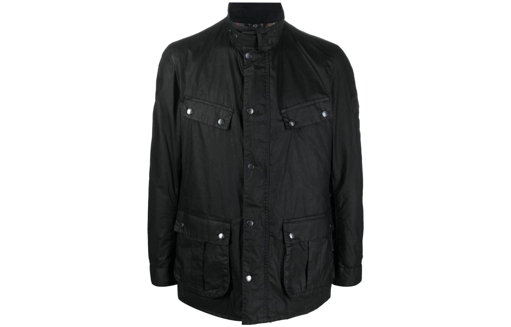 Barbour SS23 Wax Jacket Black - Solid Color, Stand Collar, Large Pockets MWX1468BK11