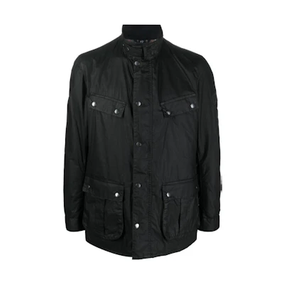 Barbour SS23 Wax Jacket Black - Solid Color, Stand Collar, Large Pockets MWX1468BK11