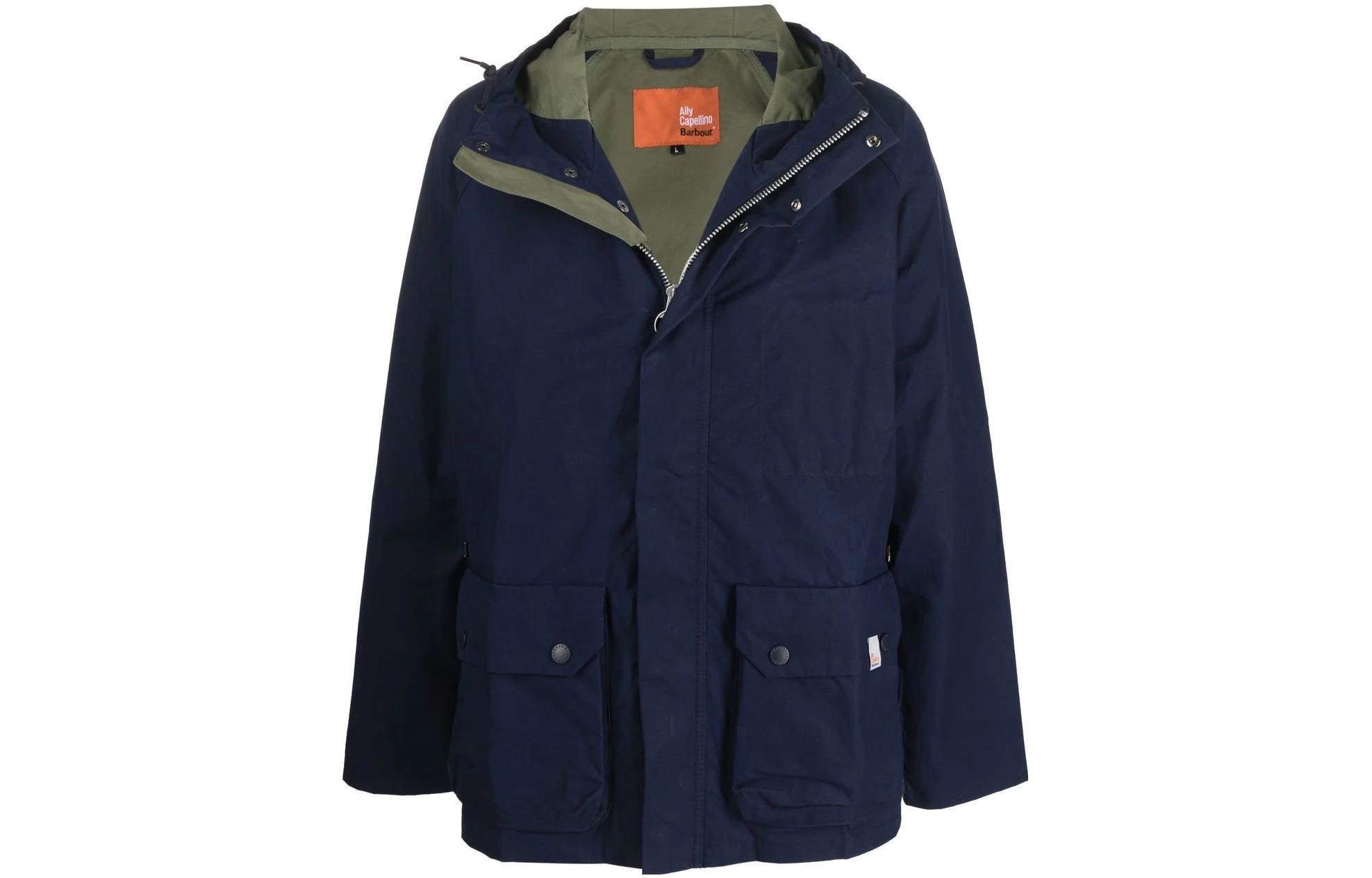 Barbour SS23 Waxed Jacket with Zip Hoodie Long Sleeves Solid Color MCA0829NY71