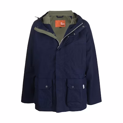 Barbour SS23 Waxed Jacket with Zip Hoodie Long Sleeves Solid Color MCA0829NY71