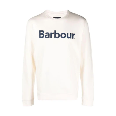 Barbour SS23 White Crewneck Sweatshirt with Logo Print Long Sleeves MOL0419WH32