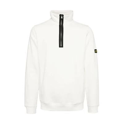 Barbour SS24 Logo Appliqué Half-Zip High-Neck Oversized Sweatshirt White Men MOL0648