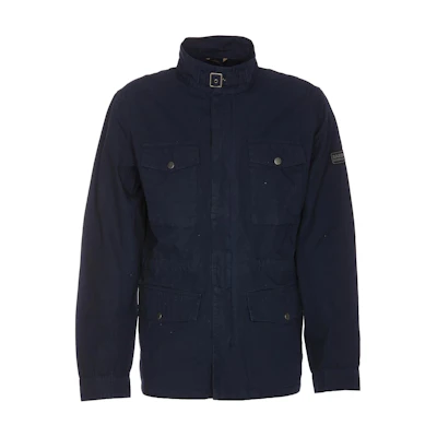 Barbour SS24 Navy Zip-Up Stand Collar Slim Fit Jacket for Men MCA0989NY92