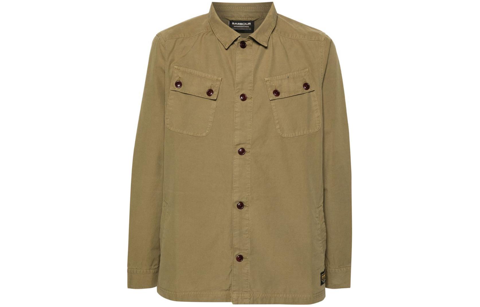 Barbour SS24 Olive Green Plain Collar Long-Sleeve Jacket MOS0363OL32