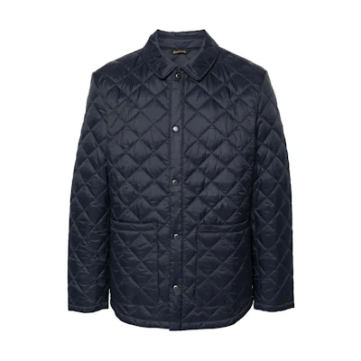 Barbour SS24 Quilted Collar Long Sleeve Jacket Navy Blue () MQU1767-SEAMILITARYBLUE