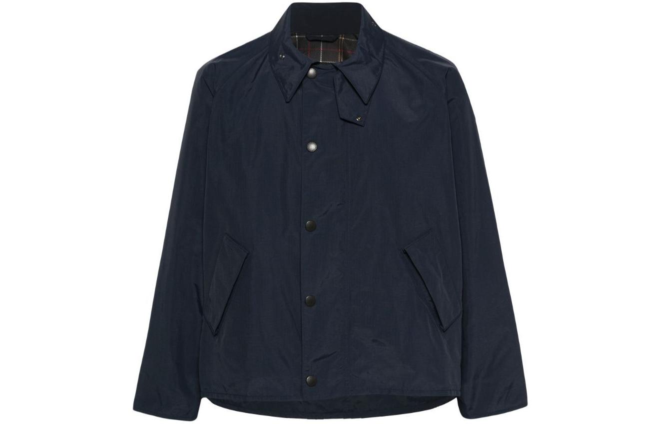 Barbour SS24 Solid Navy Straight-Cut Button-Up Jacket MSP0088