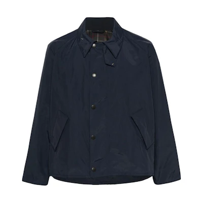 Barbour SS24 Solid Navy Straight-Cut Button-Up Jacket MSP0088