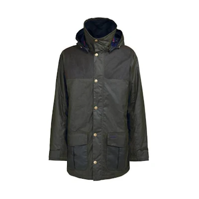 Barbour Two-Tone Waxed Canvas Hooded Jacket Green MWX2189OL99