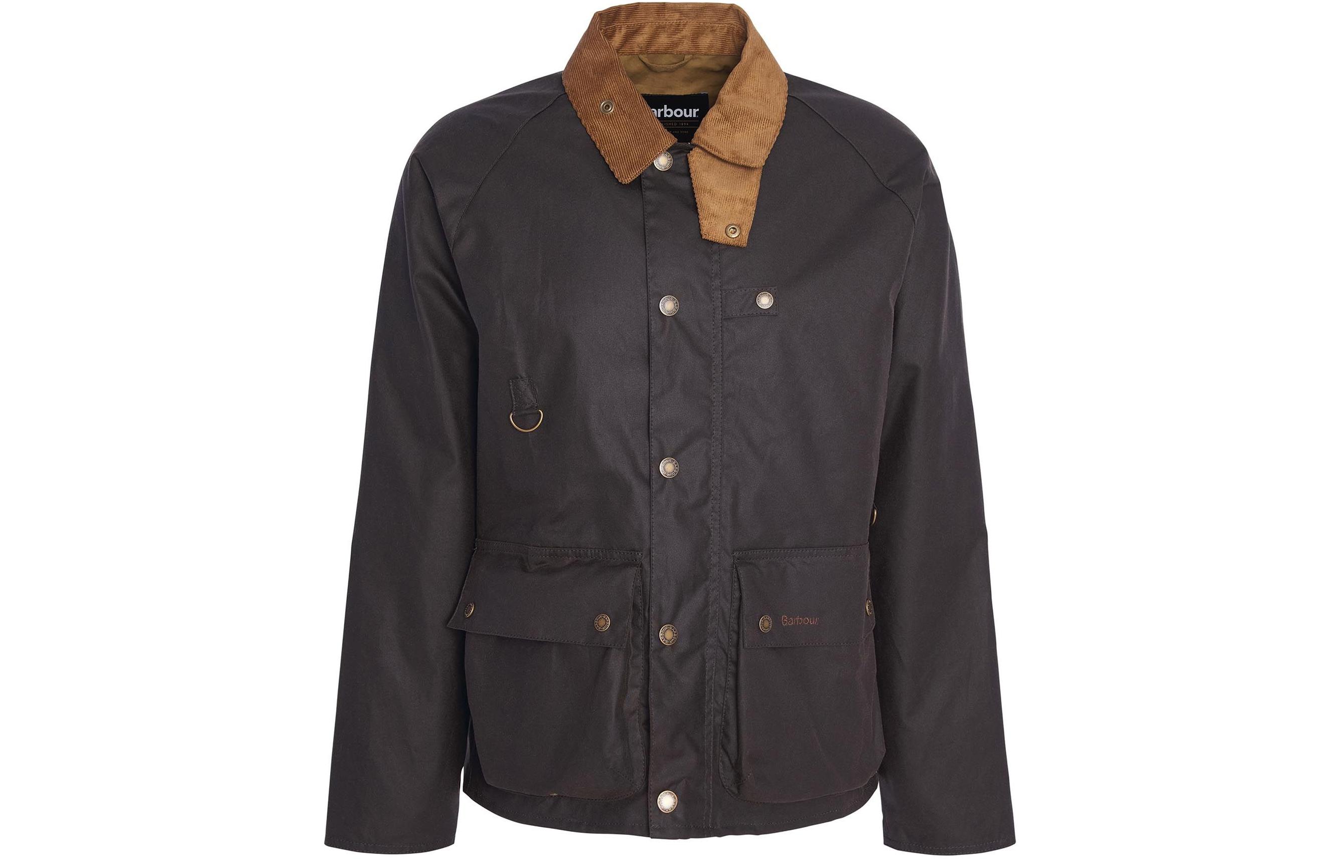 Barbour Utility Spey Waxed Jacket Brown Long Sleeve Button-Up Coat MWX2287OL71