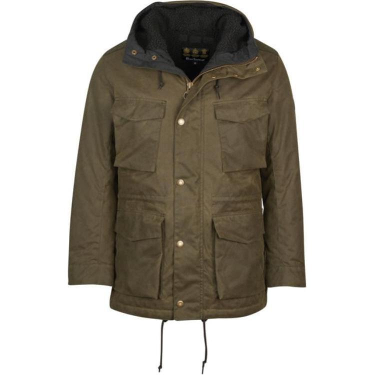 Barbour Waxed Cotton Hooded Jacket Army Green MWX1864-OL53