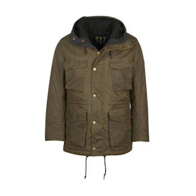 Barbour Waxed Cotton Hooded Jacket Army Green MWX1864-OL53