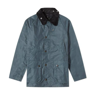 Barbour Waxed Cotton Jacket Blue - Relaxed Fit, Button-Up Style MWX1758GY91