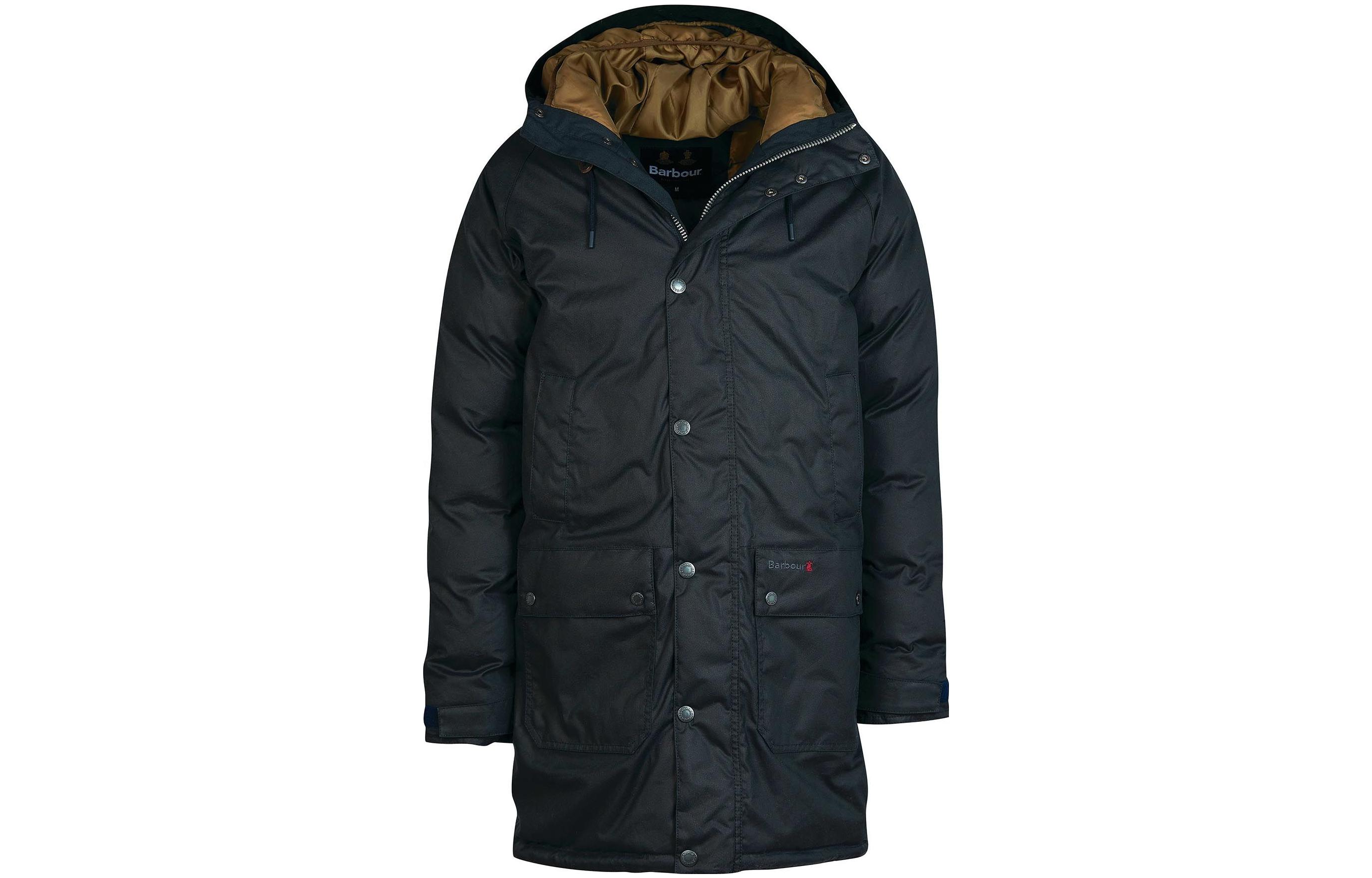 Barbour Waxed Hooded Jacket in Solid Navy for Warmth and Style MWX2116NY92