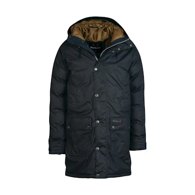 Barbour Waxed Hooded Jacket in Solid Navy for Warmth and Style MWX2116NY92