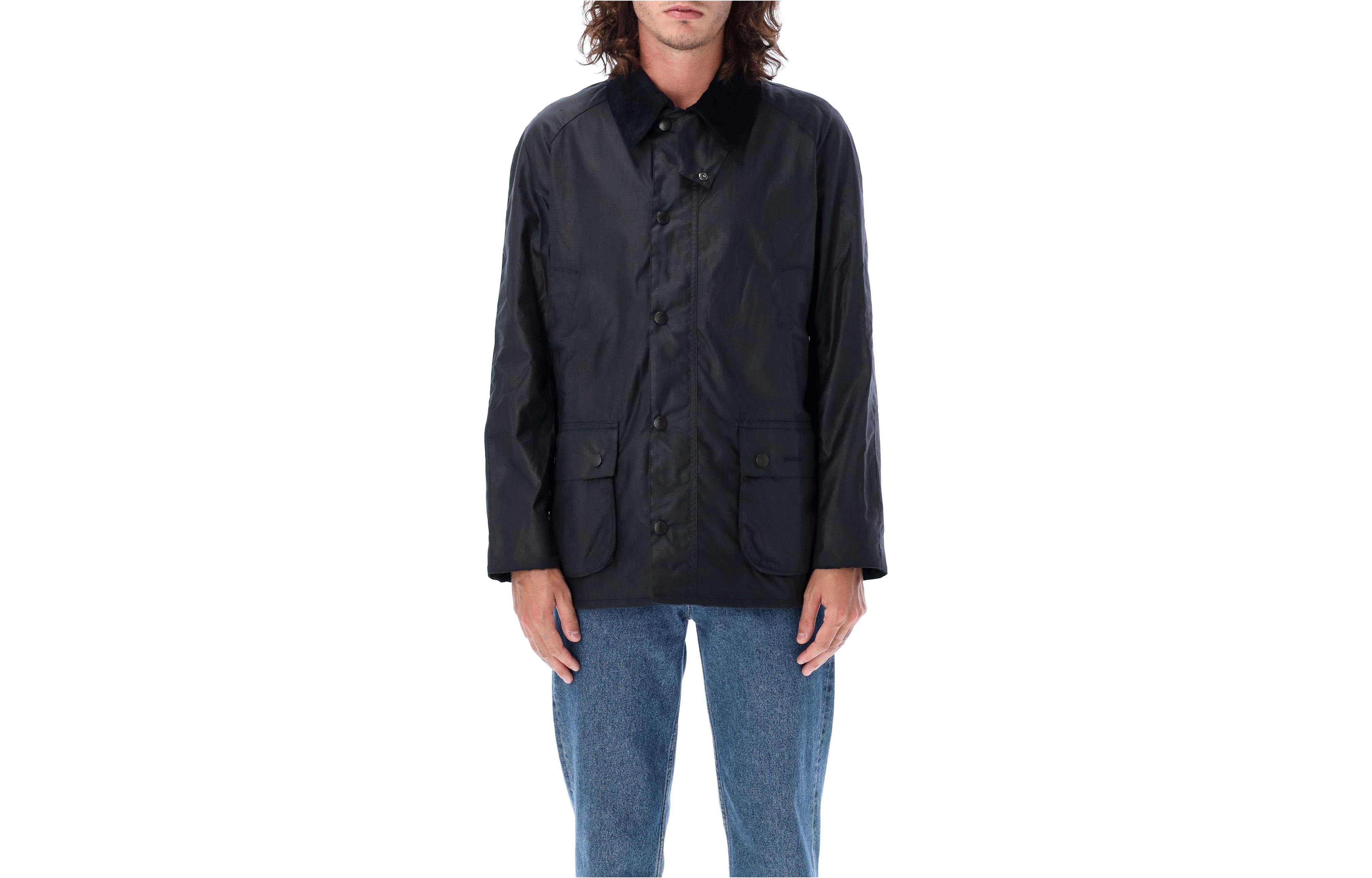 Barbour Waxed Jacket - Solid Color, Button-Up, Loose Fit, Blue MWX0339WNY92