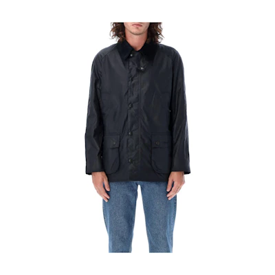 Barbour Waxed Jacket - Solid Color, Button-Up, Loose Fit, Blue MWX0339WNY92