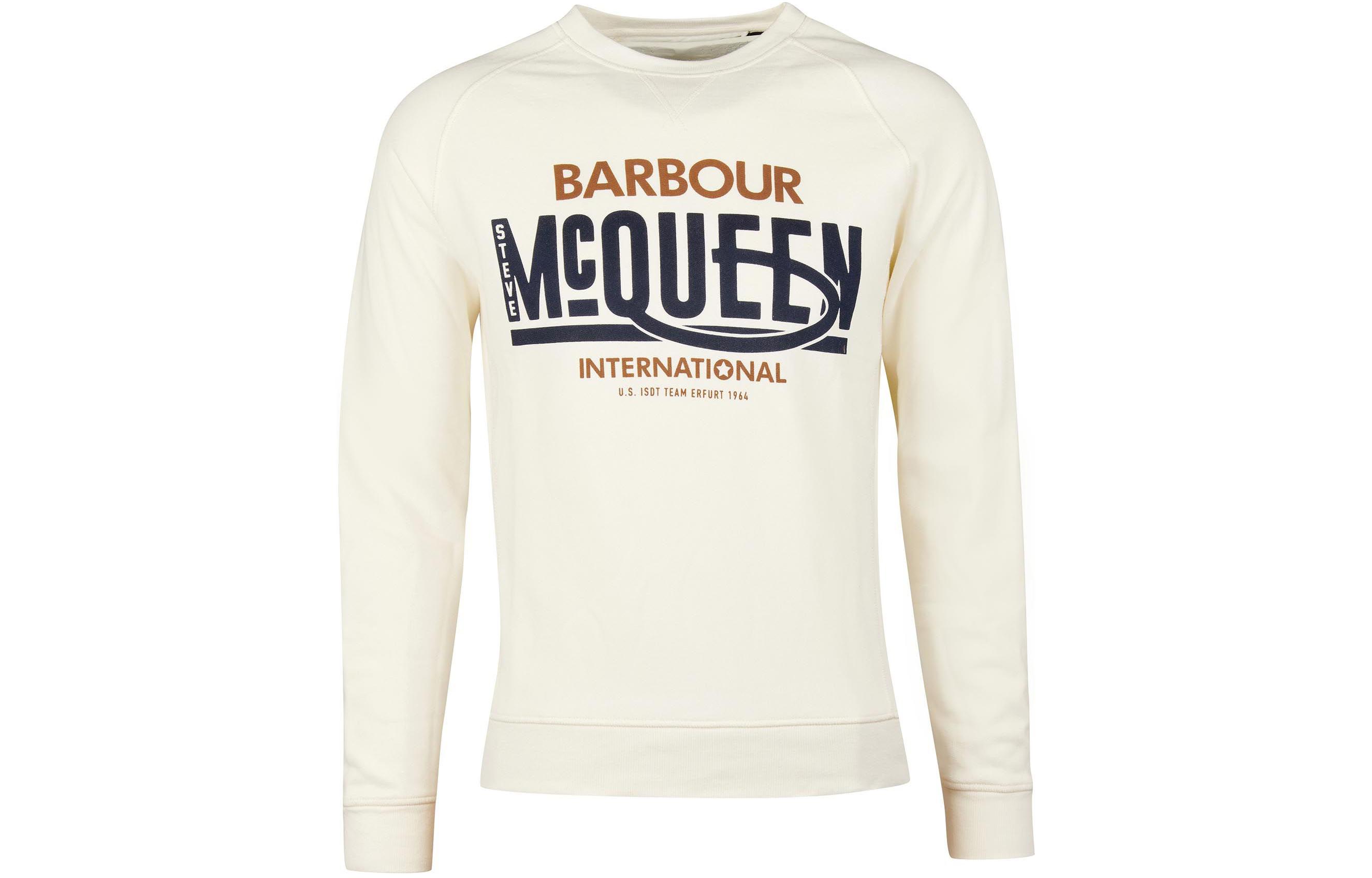 Barbour White Crewneck Sweatshirt with Letter Print Long Sleeves MOL0403WH32