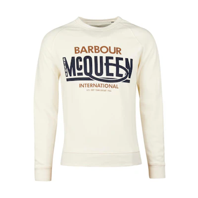 Barbour White Crewneck Sweatshirt with Letter Print Long Sleeves MOL0403WH32