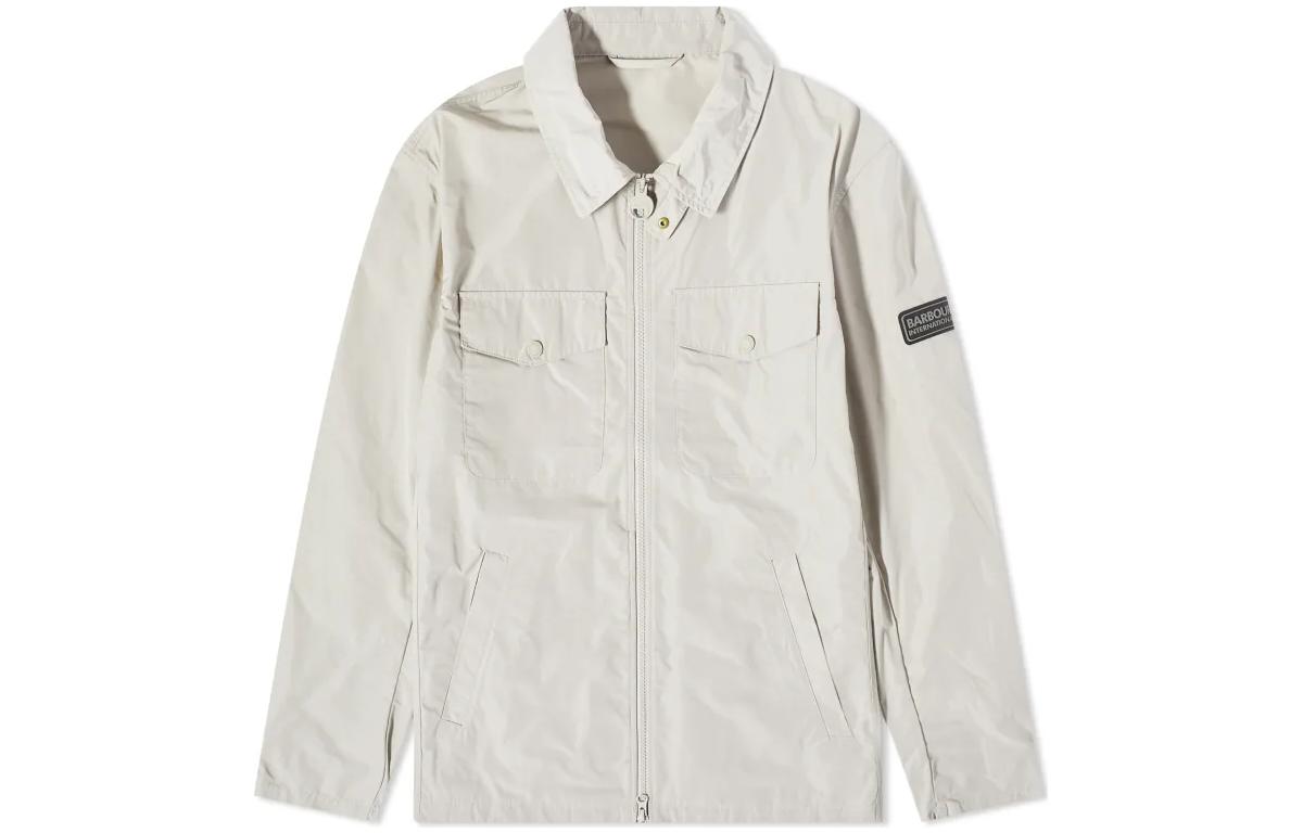 Barbour White Solid Color Casual Zip-Up Long Sleeve Jacket MCA0900ST31