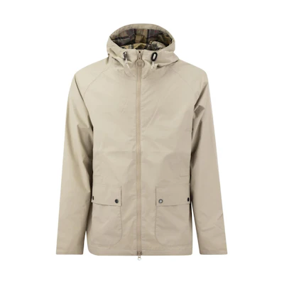 Barbour White Solid Hooded Zip-Up Jacket with Pockets MWB1003ST11