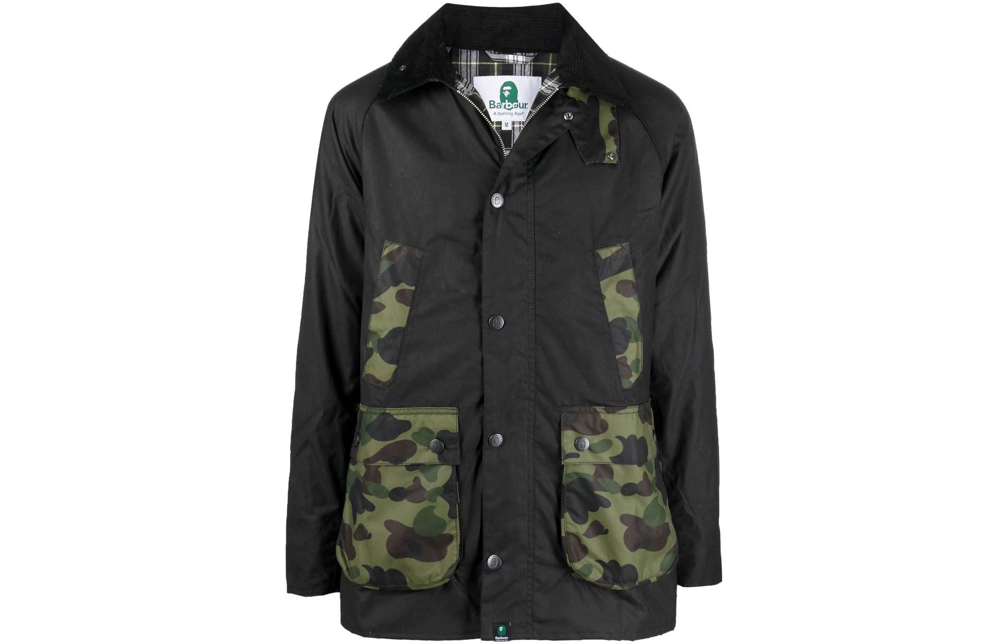 Barbour BAPE FW22 Camouflage Zip Jacket Black Green Unisex MVX1829OL31