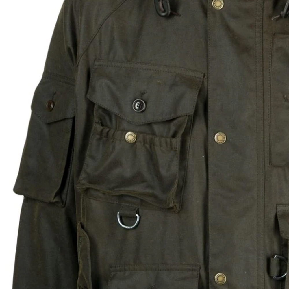 Sizing BARBOUR x Baracuta 哈佛联名男士橄榄棕连帽口袋夹克 FW23款式 MWX2219OL52