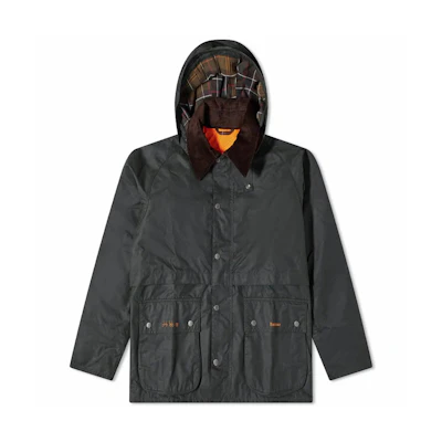 Barbour Brompton Waxed Jacket Green Colorblock Embroidered Logo MWX2048SG51