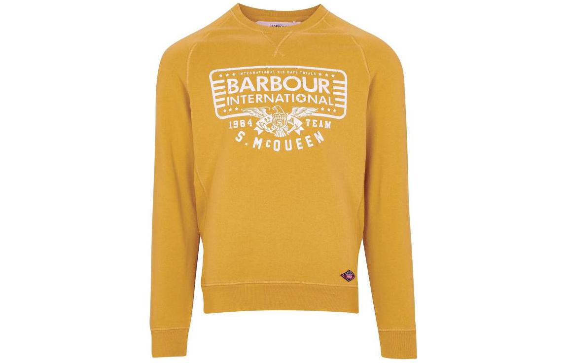 Barbour Yellow Crewneck Sweatshirt with Logo Graphic Print MOL0296YE92
