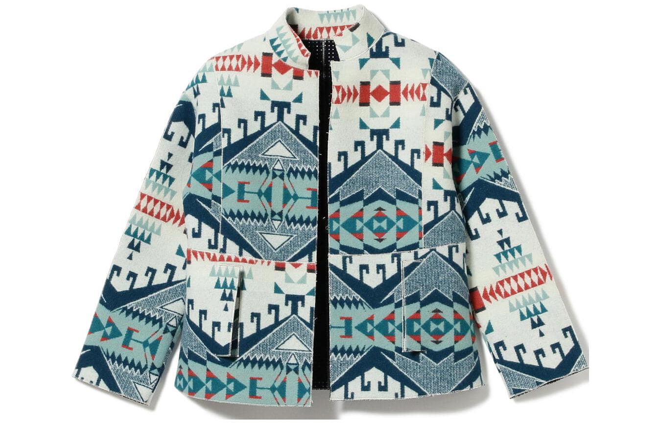 Beams All-Over Print Stand Collar Casual Jacket Green () 23-16-0932-693