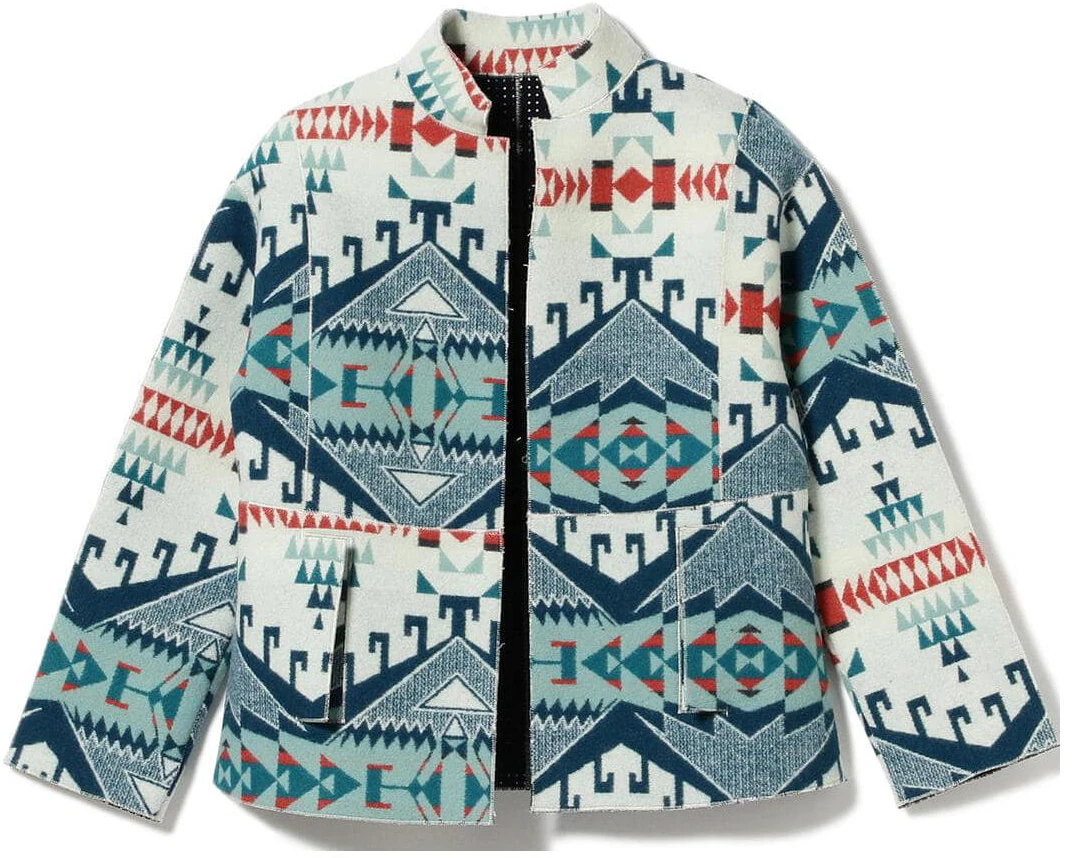beams-all-over-print-stand-collar-casual-jacket-green-23-16-0932-693